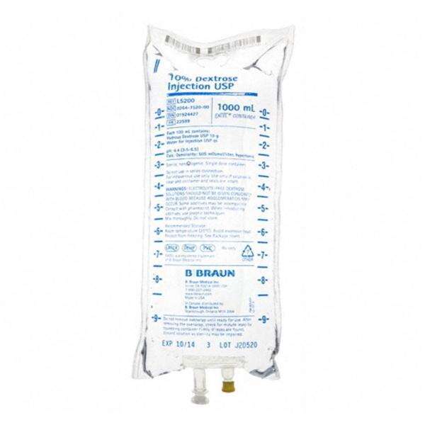 Dex 10%/Wtr IV Injection Solution 1000 DEHPfr Strl Plstc Inj Cntnr 12/Ca